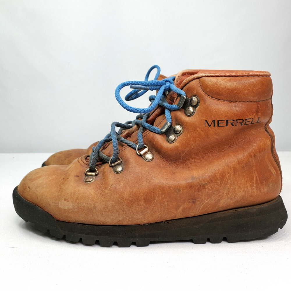 Vintage MERRELL VENTURE Women 6.5 Tan Leather Hiking/Mountaineer Ankle Boots